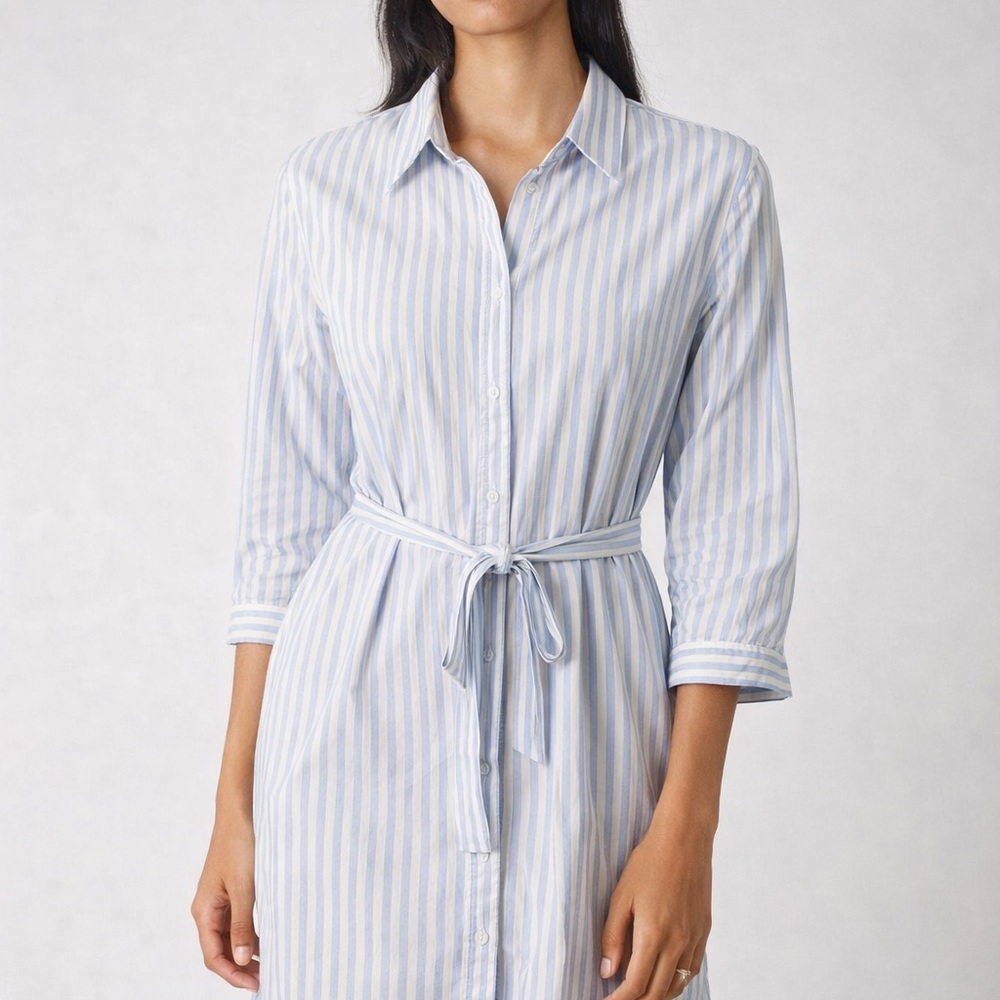 Trovato Striped Blue Midi Dress
